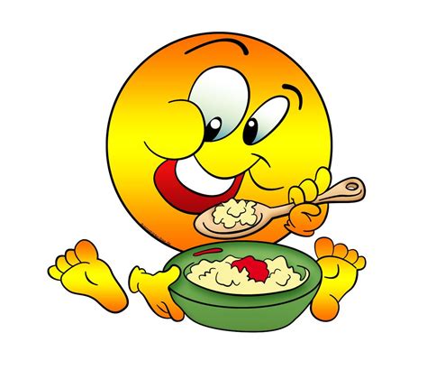 Cute Smiley Emoji Eating Oatmeal
