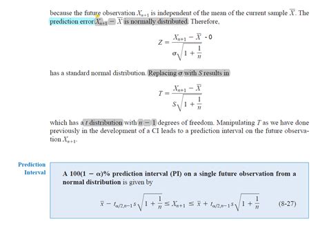 Statistics Prediction Interval Method Explanation Mathematics Stack