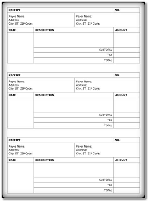 invoice receipt templates word  format