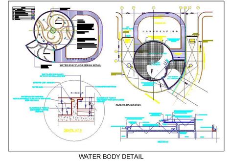 Show the layout for the plumbing system that supplies hot and cold water, for the sewage disposal system. Outdoor Water Body Fountain Design Detail - Autocad DWG ...
