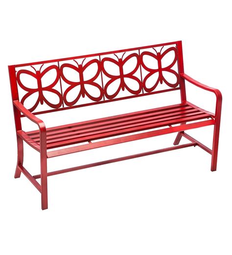 Red Metal Butterfly Garden Bench Red Wind And Weather