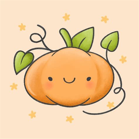 Premium Vector Cute Pumpkin Cartoon Hand Drawn Style