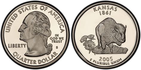 2005 S 25c Kansas Dcam Proof Washington 50 States Quarters Pcgs