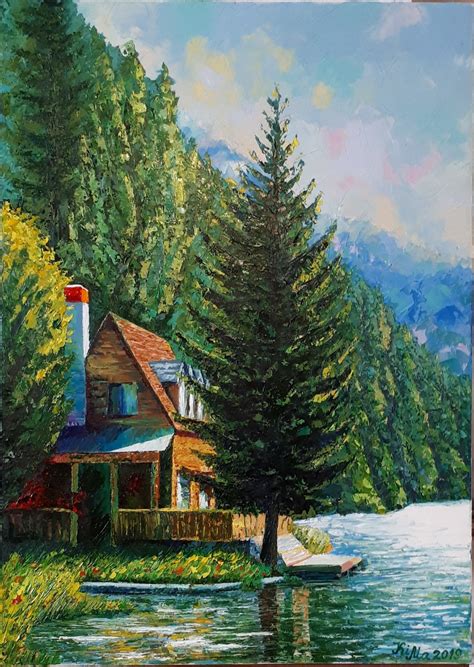 Forest Lake House Painting By Marina Kirillova