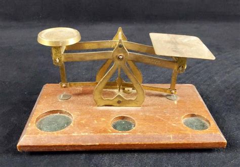 Vintage English Brass Balance Beam Coin Scale Auction