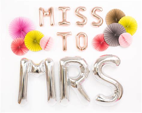 Miss To Mrs Balloons Rose Gold And Silver Foil Mylar Letter Etsy