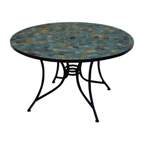 Home Styles Stone Harbor 51 In Round Slate Tile Top Patio Dining Table