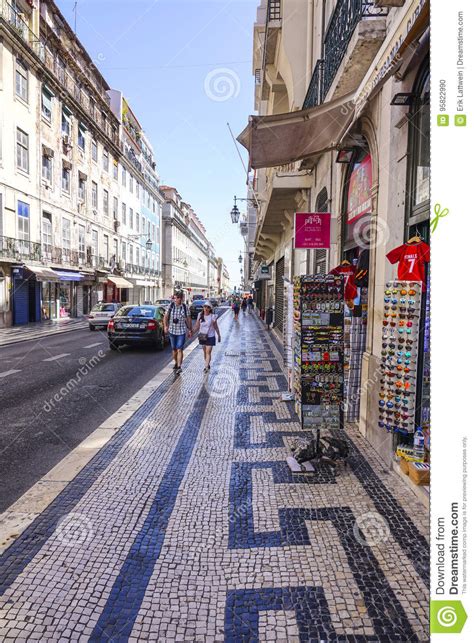 The Famous Tiled Floor On The Sidewalks Of Lisbon Editorial Image