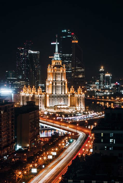 Wallpaper Moscow Russia Night City Architecture 2209x3295