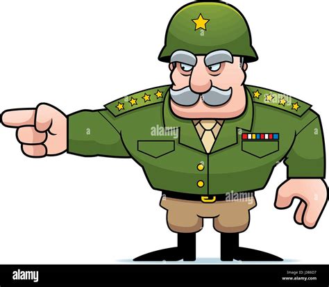 An Illustration Of A Cartoon Military General Pointing Stock Vector