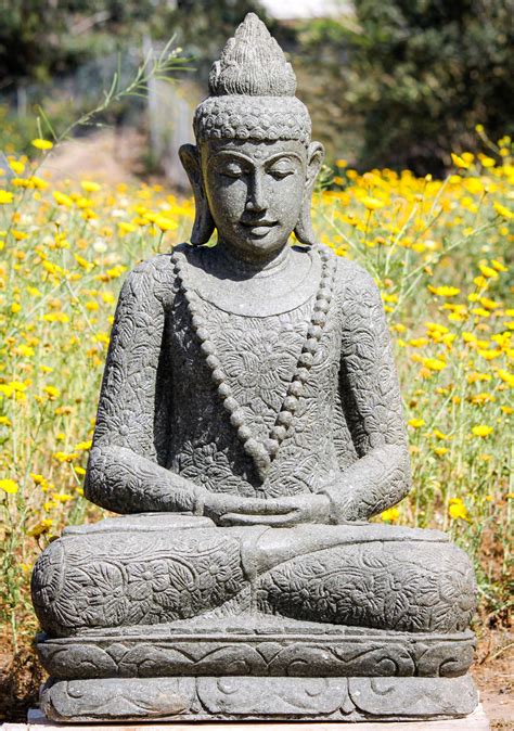 Sold Stone Meditating Buddha Statue In Robes 40 134ls844 Hindu