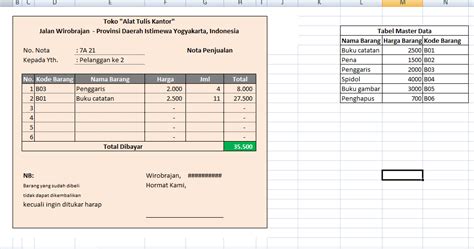 Herunterladen Contoh Nota Penjualan Barang Excel Ismani