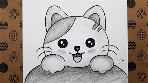 Karakalem Kolay Sevimli Kedi Resmi Adım Adım Nasıl Çizilir Çizim