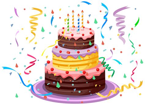 Birthday Cake Clip Art Birthday Cake With Confetti Png Clipart
