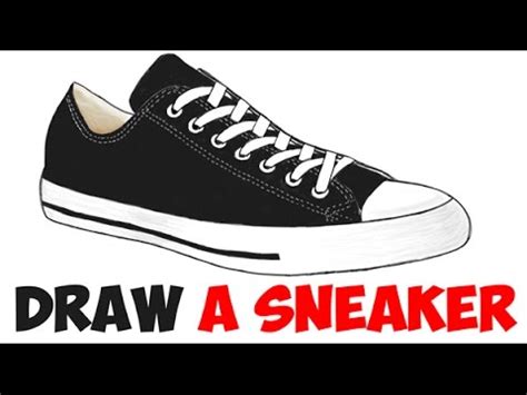 How to draw for kids: How to Draw Sneakers from the Side Easy Step by Step for ...
