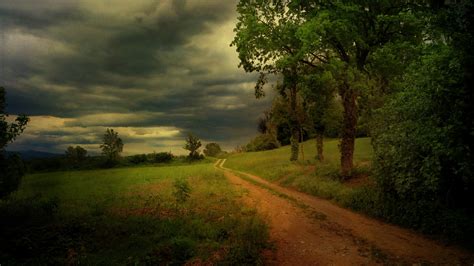 Free Download Wallpaper Tree Road Storm Clouds Country Road 1920x1080