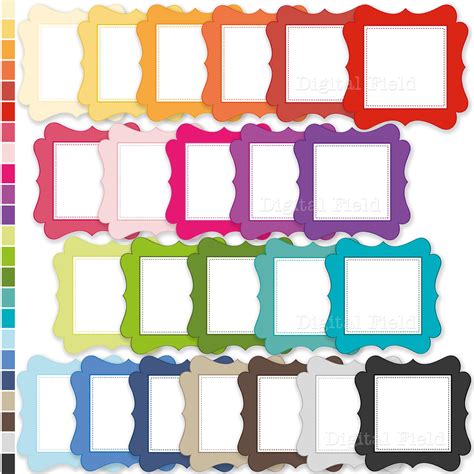 Colorful Labels Frames Clip Art Set Printable Digital