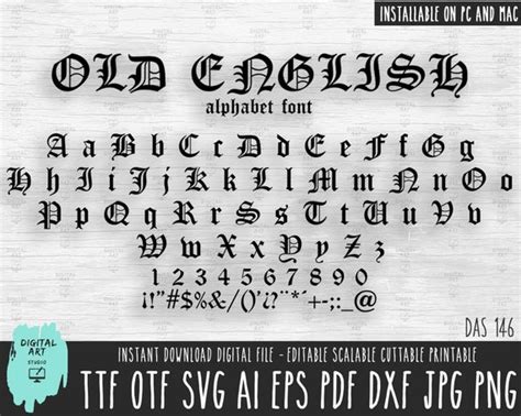 Classic Old English Font Svg Ttf Otf Classic English Etsy