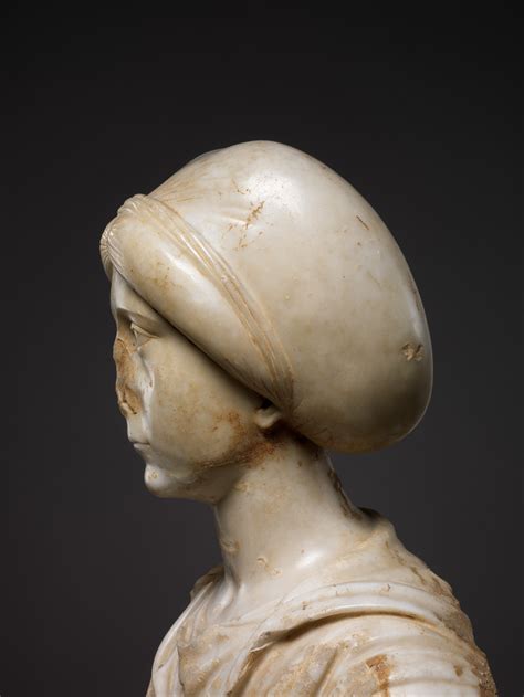 Marble Portrait Bust Of A Woman With A Scroll Byzantine The
