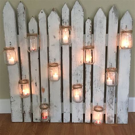At your doorstep faster than ever. Rustic Picket Fence with Mason Jars - Mason Jars - Picket Fence - Home Decor - Rustic Wedding ...