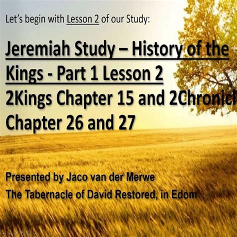 Jeremiah Study History On The Kings Part 1 Lesson 2 The Messianic