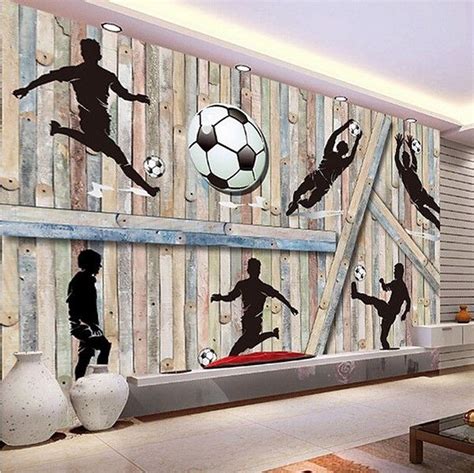 Sports Soccer Football 3d Wallpaper Wall Mural Wood Background 3d