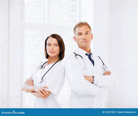 Two Doctors With Stethoscopes Stock Image Image Of Medical