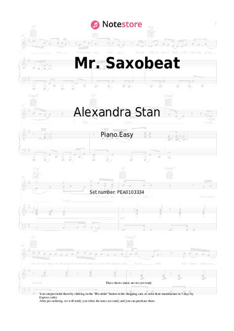 Alexandra Stan Mr Saxobeat Piano Sheet Music On Note Piano Easy Sku Pea0103334