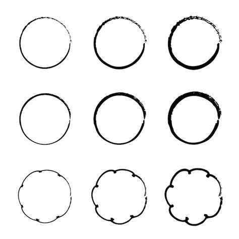 Premium Vector Set Of Black Circles Round Frames In Doodle Style