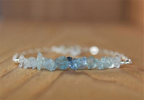 Raw Aquamarine Bracelet All Natural Aquamarine Bracelet Etsy