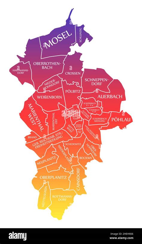 Zwickau City Map Germany De Labelled Rainbow Colored Illustration Stock