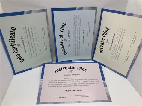 Flight Training Pilot Certificate Private Pilot Commercial Etsy