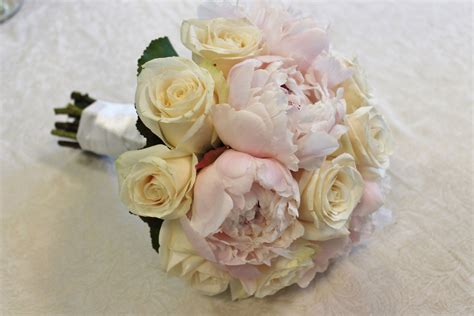 Bridal Bouquet Of Light Pink Peonies And White Roses Wedding Bridal