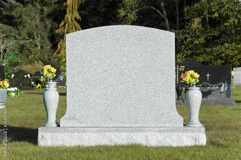 Blank Tombstone In Cemetery Stock Photo Adobe Stock