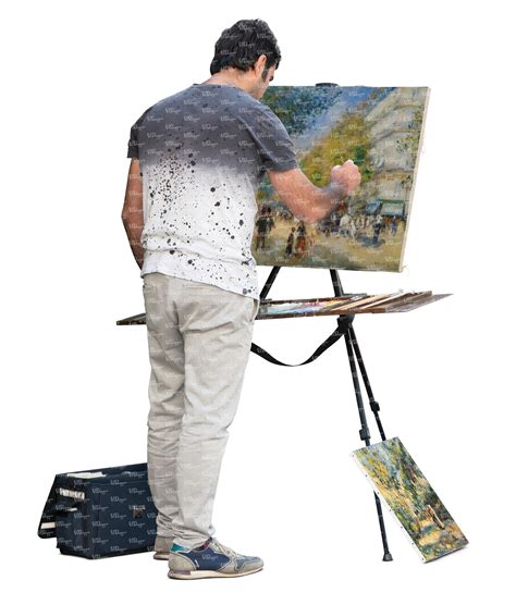 Cut Out Man Standing And Painting On A Canvas Vishopper