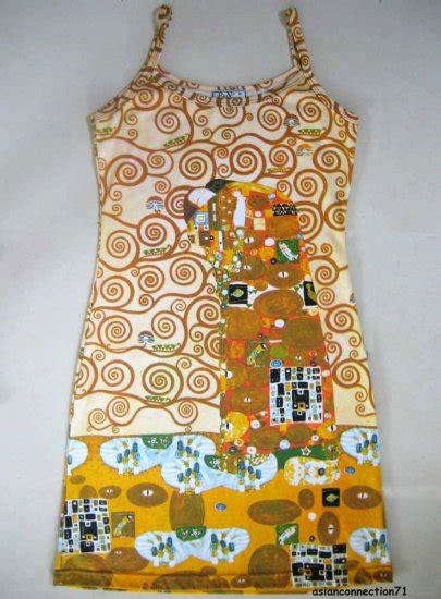 Embrace Gustav Klimt New Hand Print Fine Art Dress Misses Size Xl 16 18