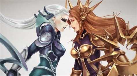 diana and leona league of legends wallpapers art of lol