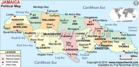 jamaica mapa politico political map of jamaica