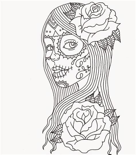 View and print full size. a dog's life: Day of the Dead Coloring Page