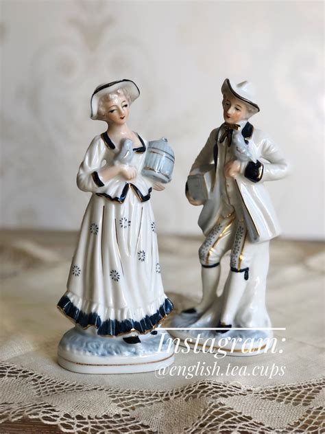 Blue And White Vintage Porcelain Figurines England Blue And White