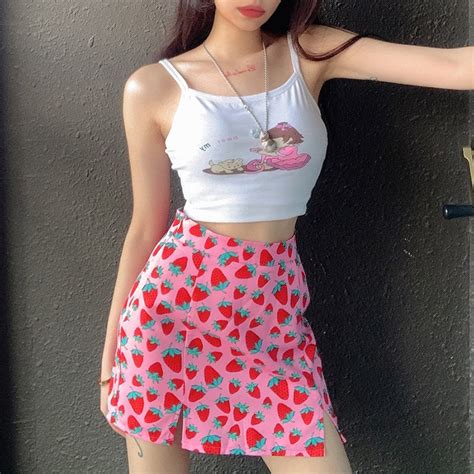 Harajuku Strawberry Print Skirt On Storenvy