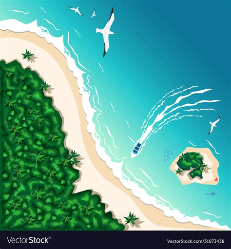 Aerial View A Tropical Beach Royalty Free Vector Image