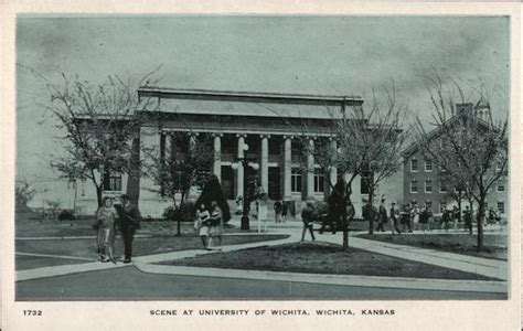 Scene At University Of Wichita Wichita Kansas Postcard