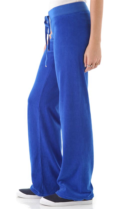 Lyst Juicy Couture Original Wide Leg Velour Pants In Blue