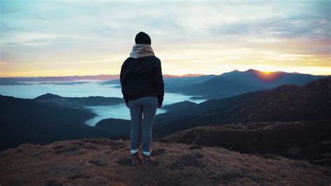 Back View Of Woman Standing Raised Arms Of Stock Footage Sbv 338176090