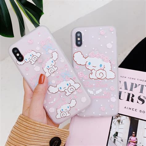 Lovely Cartoon Sanrio Cinnamoroll Relief Soft Tpu Pink Back Cover For