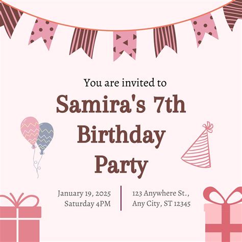 Instant Download Personalize Editable Party Template Designs Social