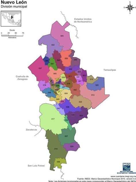 Mapa De Nuevo León Satelital Para Colorear Y Con Nombres México