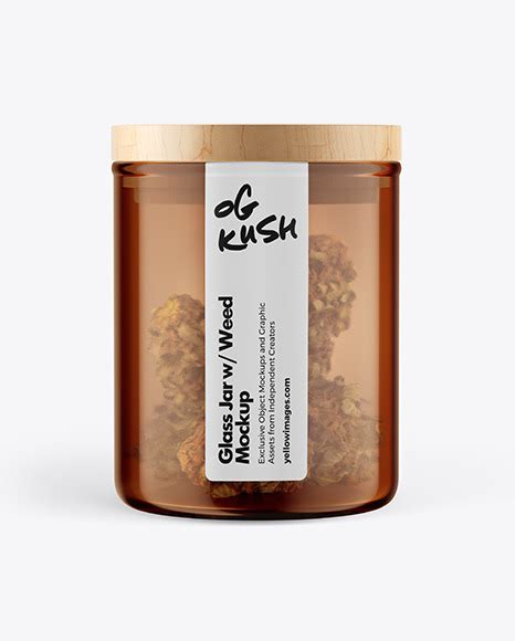 Download Amber Glass Jar w/ Weed Buds Mockup in Jar Mockups on Yellow Images Object Mockups