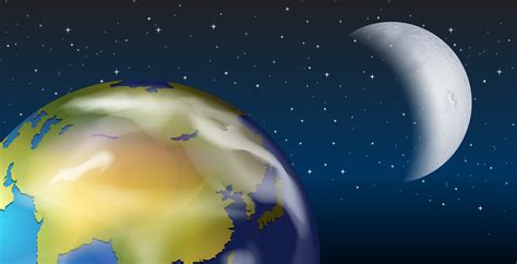 A Space View Of Earth And Moon 293246 Vector Art At Vecteezy